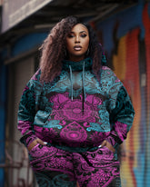Women's Big and Tall Tracksuit Kali Viking Pullover Hoodie and Pants Set